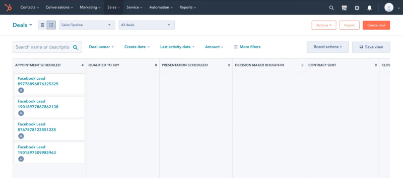 Facebook and HubSpot&nbsp;integration | Deals in HubSpot