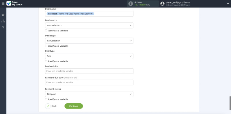 Set up sending leads to WireCRM, part 7