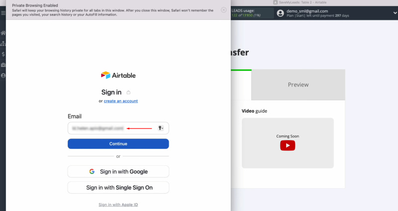 Airtable Facebook integration | Specify the login for your personal account