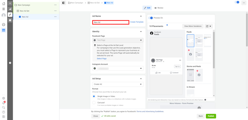 How to Set Up Facebook Lead Form Ads | Enter the name of the ad