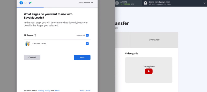 Facebook and MailerLite integration | Select pages