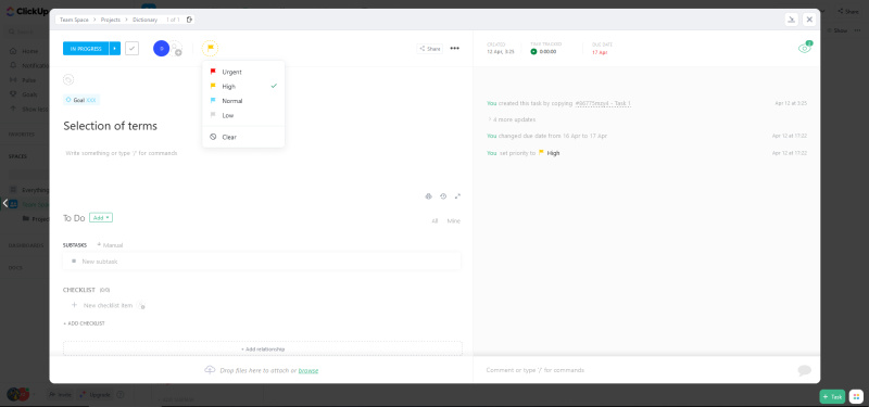 Task priority on&nbsp;ClickUp