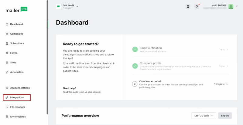 MailerLite and TikTok integration | Get the API key in the Integrations section