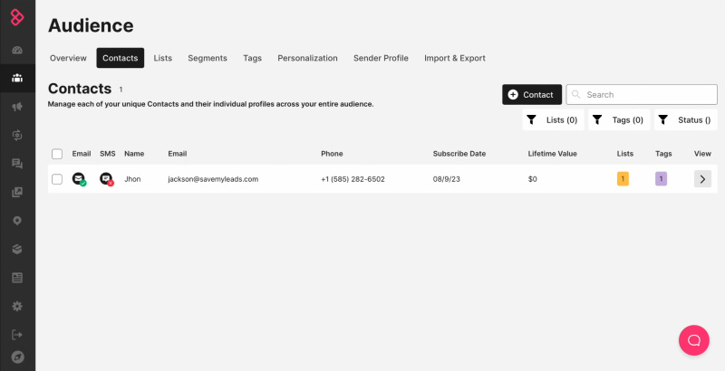 Sendlane and Facebook integration | Go to Sendlane and check the result