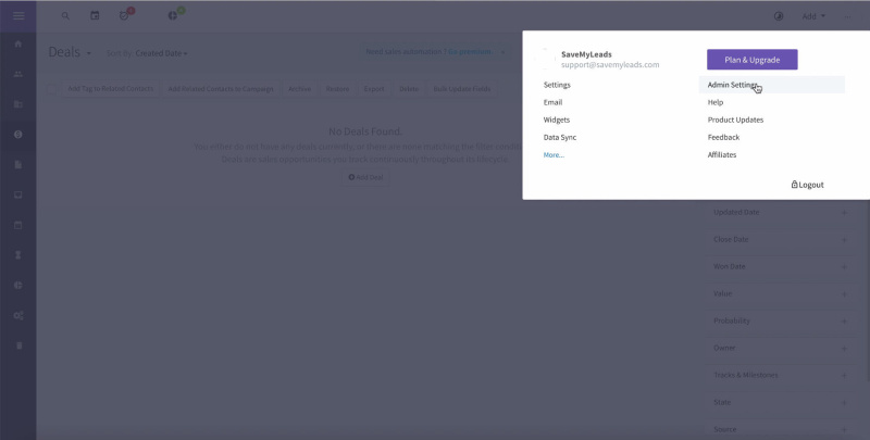 Facebook and AgileCRM integration | Administrator settings