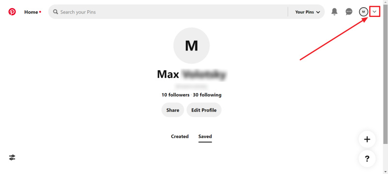 How to delete Pinterest account | Open menu