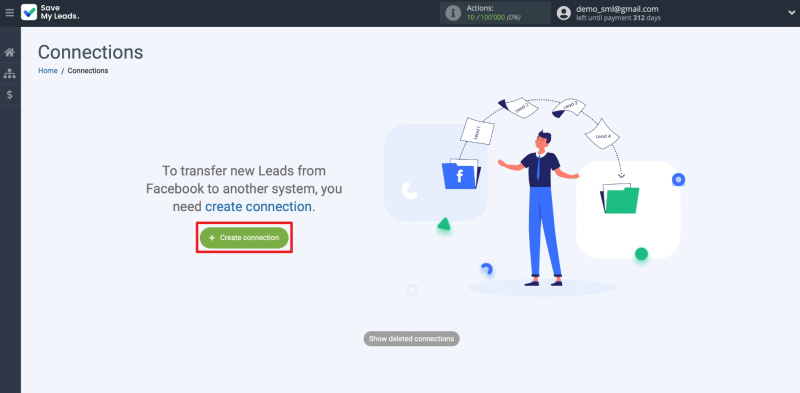 How to set up the upload of new leads from your Facebook ad account to your VerticalResponse email list |&nbsp;Create a connection
