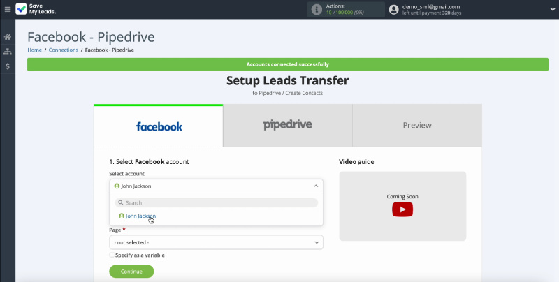 Facebook Leads Ads and Pipedrive CRM integration | Choose your account