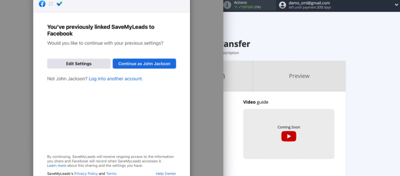 Facebook and Mailigen integration | Go to the account settings