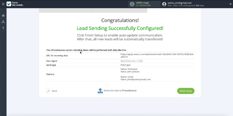 How to Automatically Send Data to ProveSource from Facebook Leads | Sample data