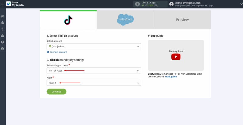 Select an advertising page and form