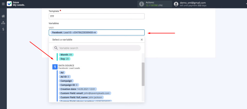 Facebook and MSG91 integration | Define variables