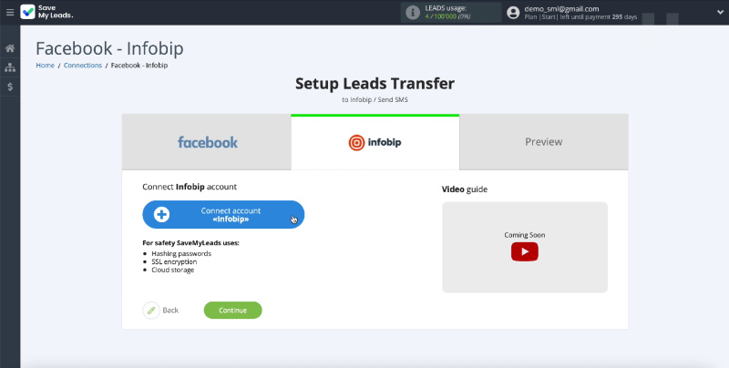 Connecting Infobip to SaveMyLeads