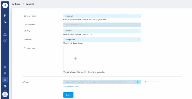 Facebook and KeyCRM integration | Copy the API key