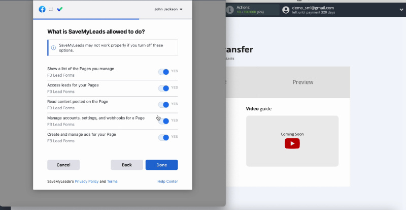 Facebook Leads Ads and Pipedrive CRM integration | Enable all access checkboxes