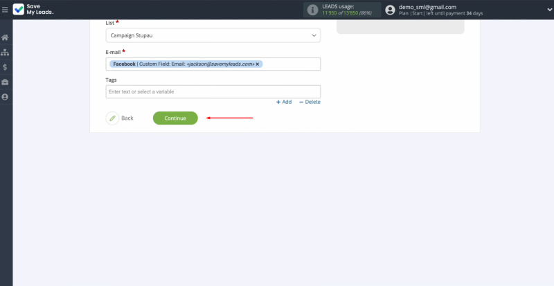 FeedBlitz and Facebook integration | Click “Continue”