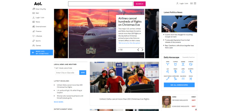The AOL portal is one of the company's modern media resources