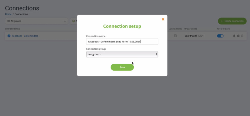 Facebook and GoReminders integration | Give a friendly name to the link