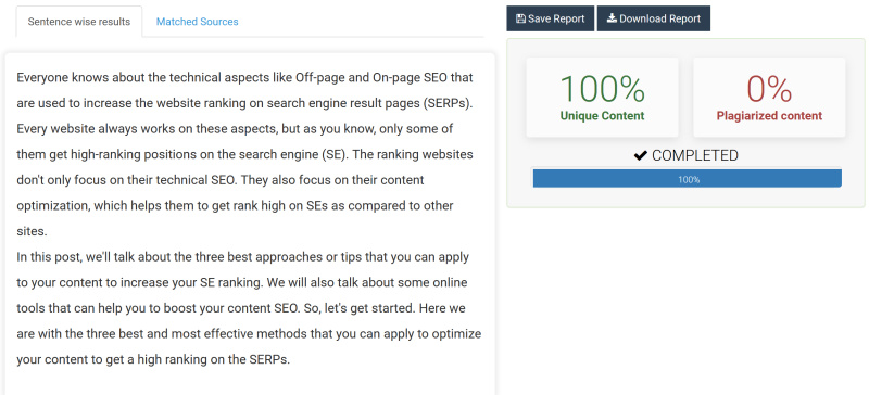 Check plagiarism in your content