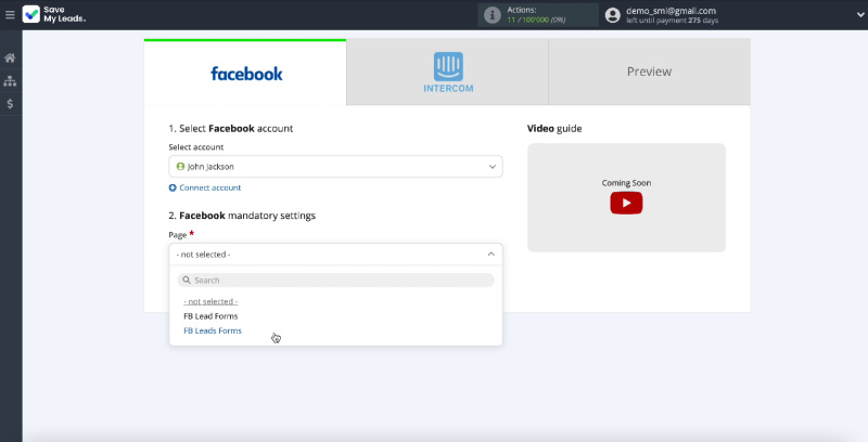 How to Create Intercom Leads from New Facebook Leads | Select an ad page