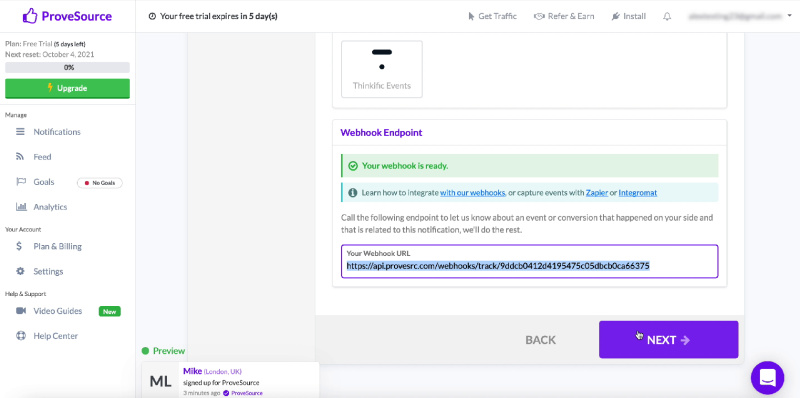 How to Automatically Send Data to ProveSource from Facebook Leads | Continue the setup in your ProveSource account