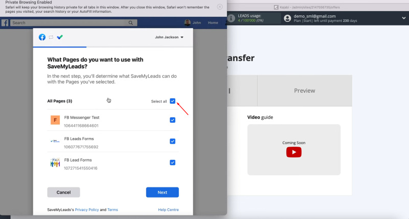 Facebook Leads Ads and Kajabi integration | Take all the checkboxes at once