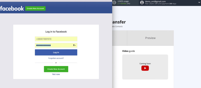 Facebook and Microsoft Dynamics 365 integration | Enter username and password