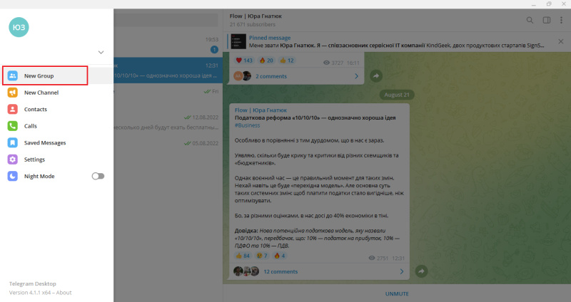 How to create a Telegram group | New group