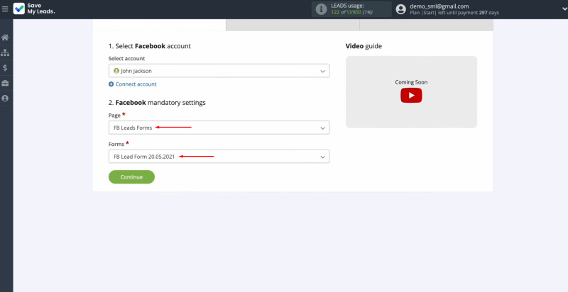 Facebook Airtable integration | Select the advertising page and form