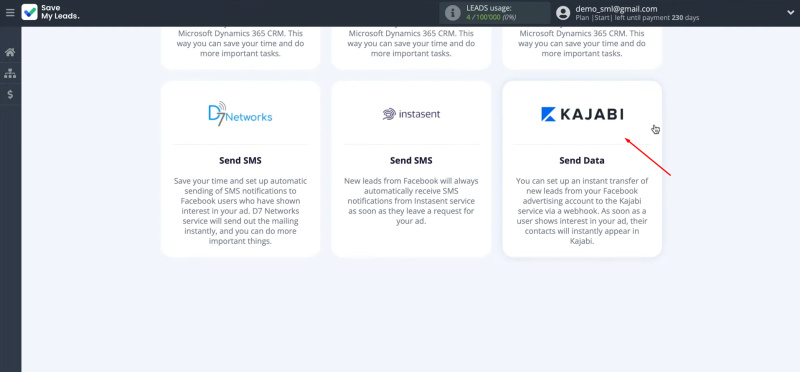 Facebook Leads Ads and Kajabi integration | Select the Kajabi template