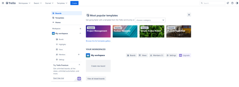 Trello vs Asana | Trello's interface