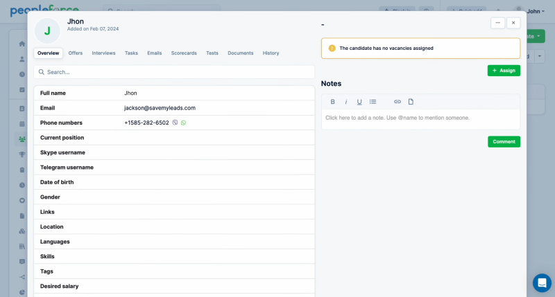 PeopleForce and Facebook integration | Go to PeopleForce and check the result