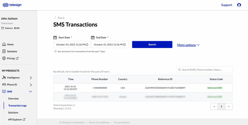 Telesign and Facebook integration | Result of connecting platforms