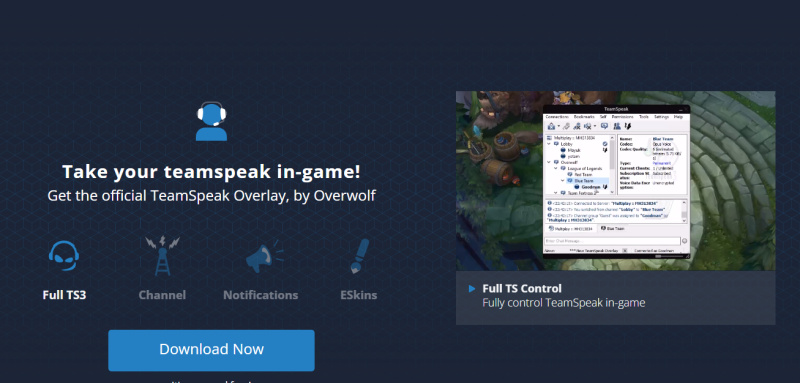 2 overlay extensions for TeamSpeak 3: Overwolf and TSNotifier