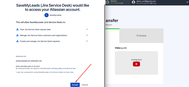 Facebook and Jira Service Desk integration | Provide access