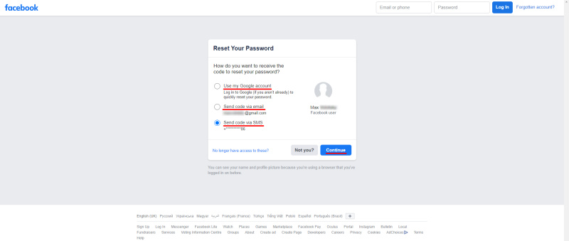 Reset password