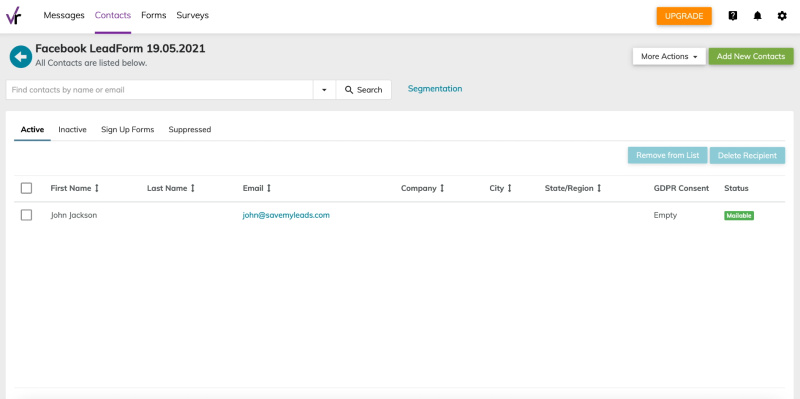 How to set up the upload of new leads from your Facebook ad account to your VerticalResponse email list |&nbsp;Checking lead data in&nbsp;VerticalResponse 