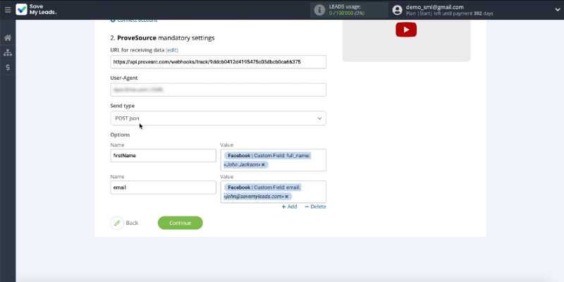 How to Automatically Send Data to ProveSource from Facebook Leads | Specify the type of shipment