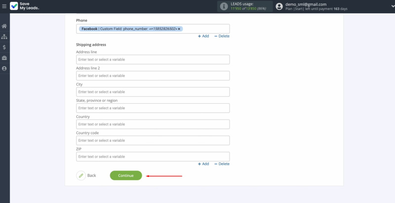 Facebook and KeyCRM integration | Click “Continue”