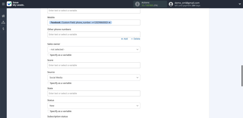 Facebook and Freshworks integration | Setting up data transfer to Freshworks, part 3