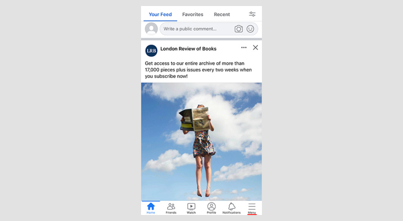Open Facebook menu