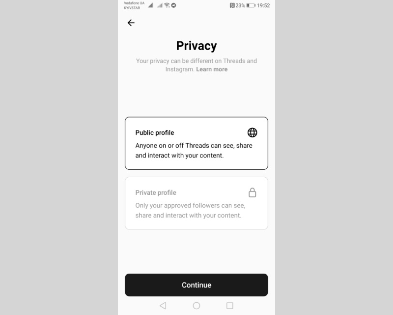 Public or Private profile
