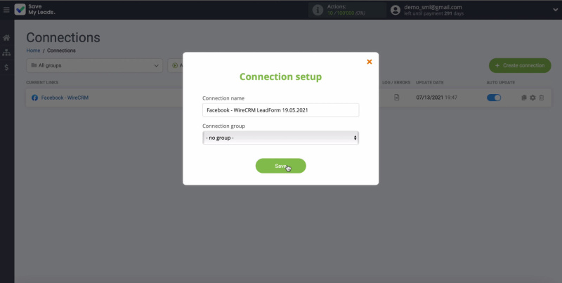 Facebook and WireCRM integration | Window name changes due