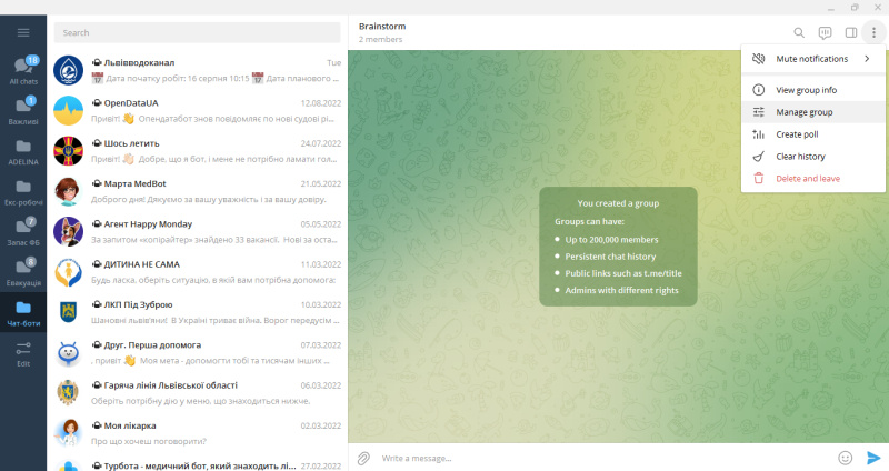 How to create a Telegram group | Manage group