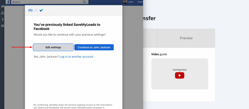 Facebook Lead Ads and Smartsheet integration | Go to the settings