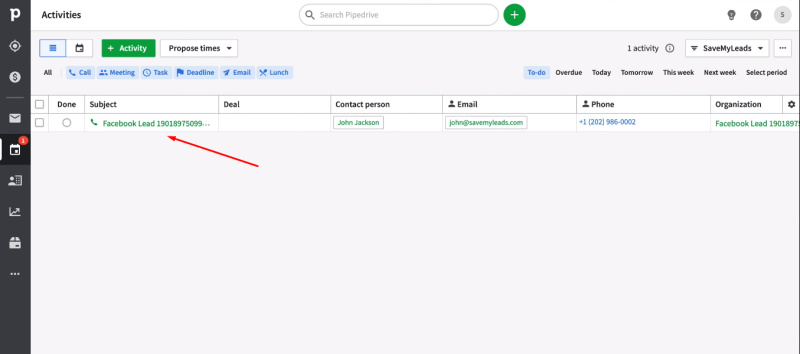 Facebook and Pipedrive integration | Check the result