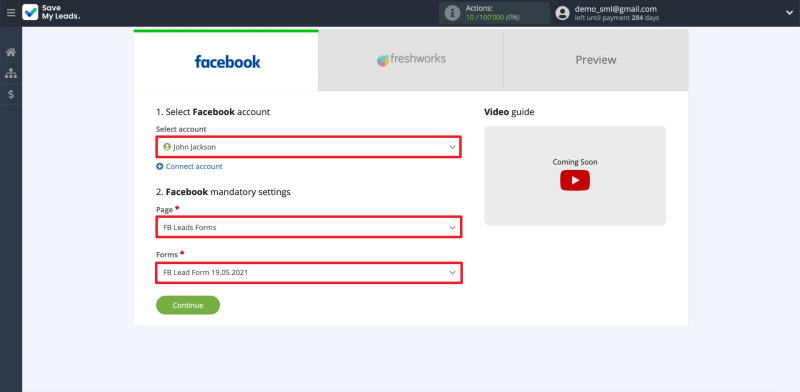 Facebook and Freshworks integration | Setting up leads upload