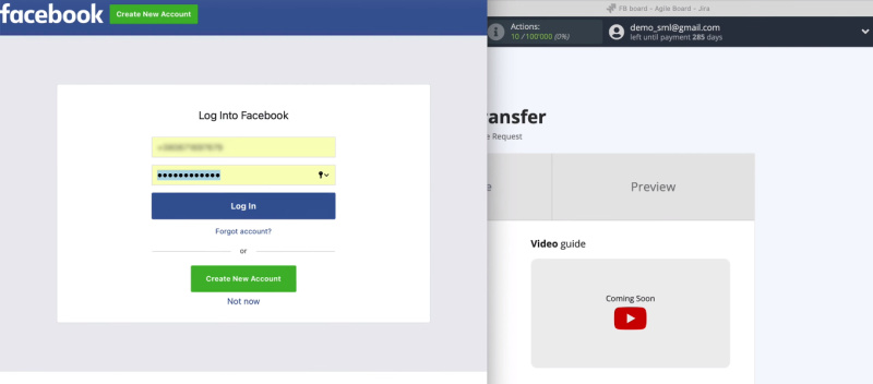 Facebook and Jira Software Cloud integration | Log into Facebook
