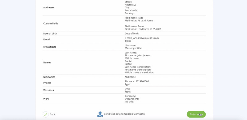 Facebook and Google Contacts integration | After that, click Finish Setup