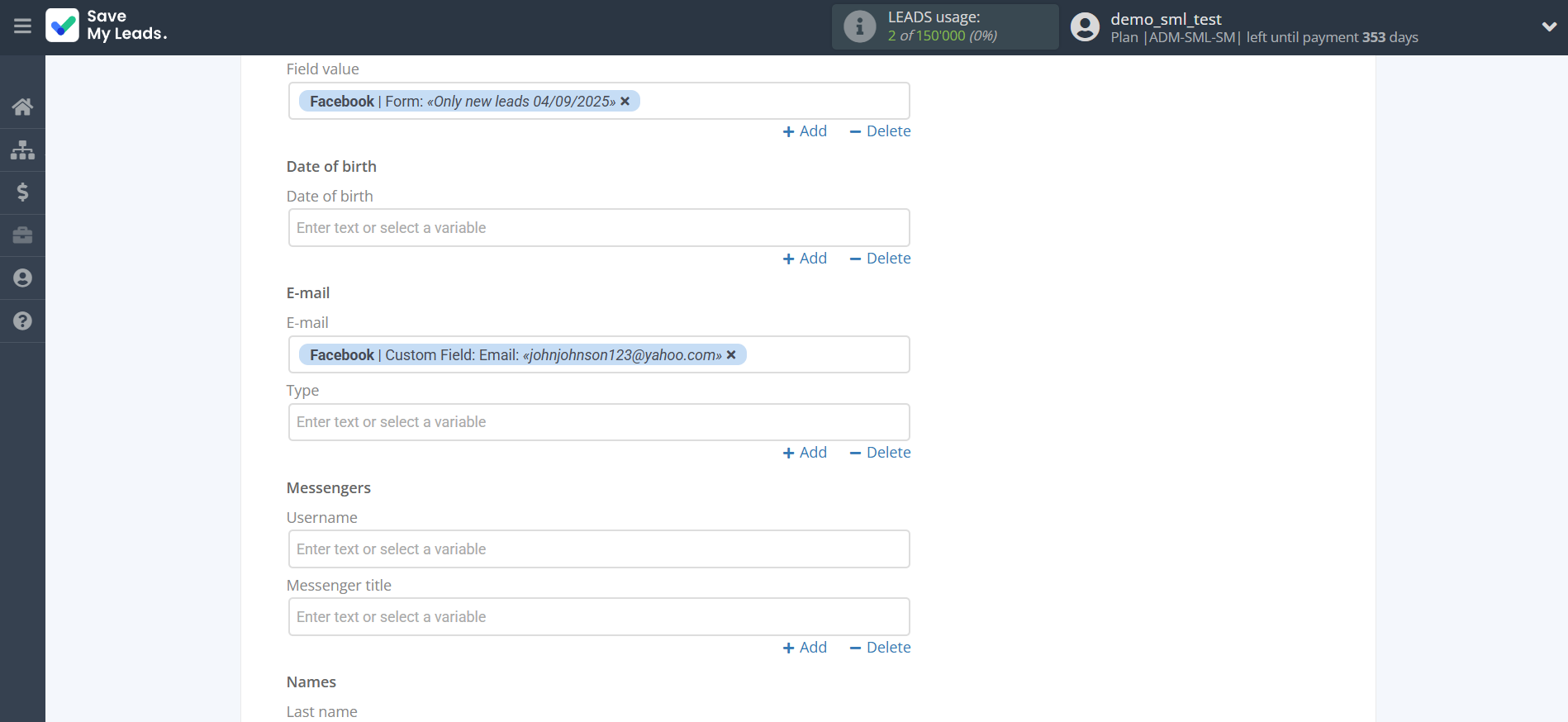 How to Connect Facebook with Google Contacts | Assigning fields